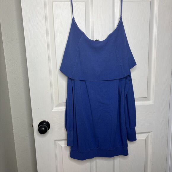 Avani Size Medium Royal Blue Off-Shoulder Long Sleeve Sweater Tunic - Picture 7 of 7